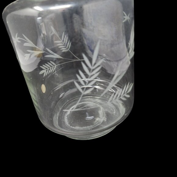 Vintage Etched Crystal Decanter With Wheat Design Glass Topper 13.25" Tall - Picture 2 of 8